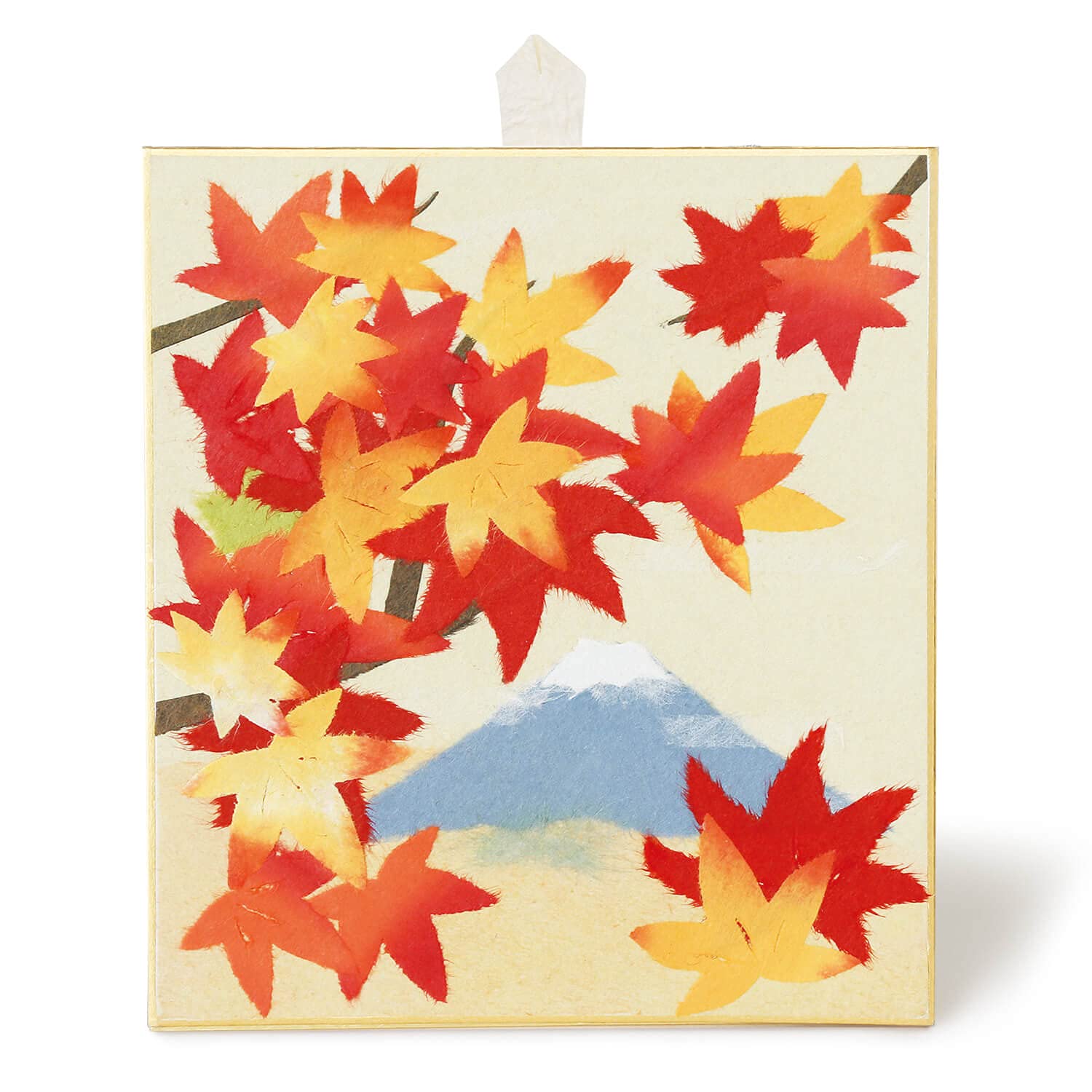 Amazon.co.jp: めでたや 和紙 ちぎり絵 寸松庵 色紙 もみじと富士 置物